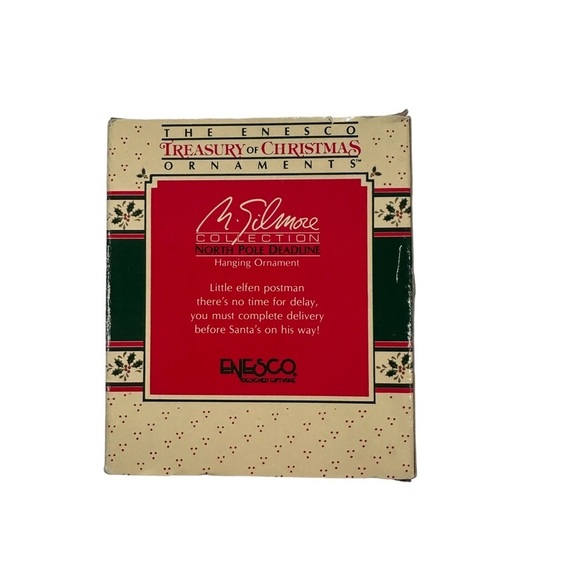 1988 Enesco Santa and Mouse Christmas Hanging Ornament NORTH POLE DEADLINE - Picture 4 of 11